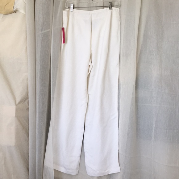 Enough about me white linen viscose wide pants S - Picture 5 of 8